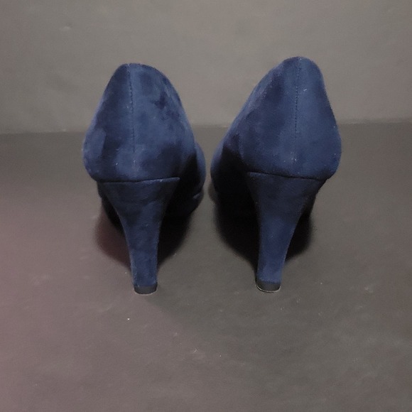 Boston Design Studio Faux Suede Pumps Women 9.5 Midnight Blue Career Heels - Picture 6 of 8